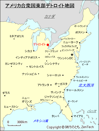 アメリカ合衆国東部デトロイト地図