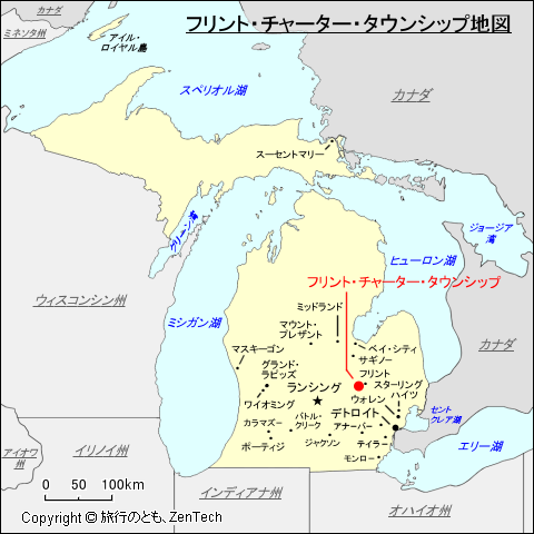 フリント・チャーター・タウンシップ地図