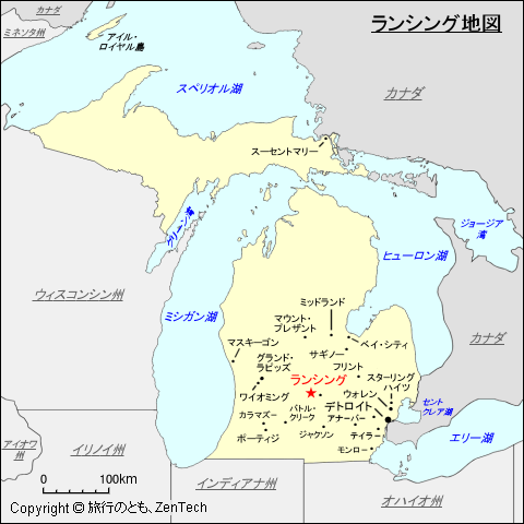 ミシガン州ランシング地図