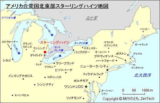 アメリカ合衆国北東部スターリングハイツ地図