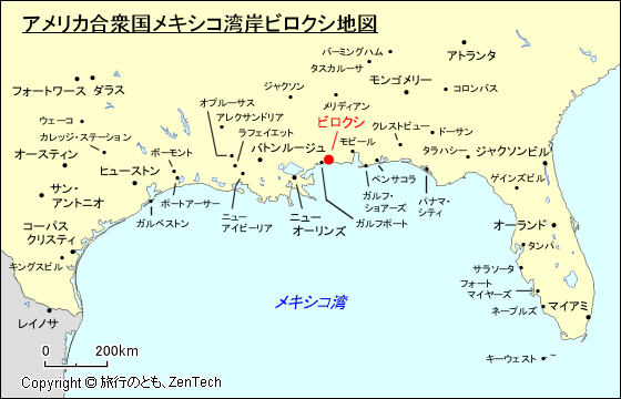 アメリカ合衆国メキシコ湾岸ビロクシ地図