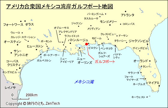 アメリカ合衆国メキシコ湾岸ガルフポート地図