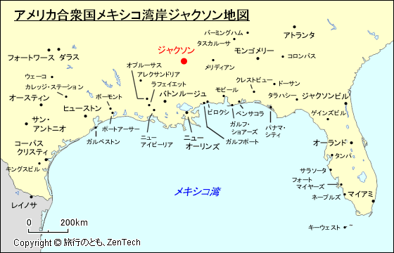 アメリカ合衆国メキシコ湾岸ジャクソン地図