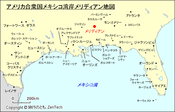 アメリカ合衆国メキシコ湾岸メリディアン地図