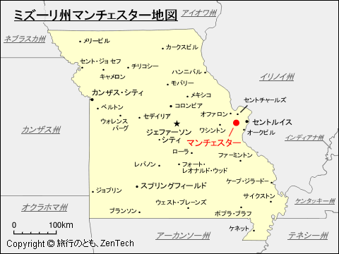 ミズーリ州マンチェスター地図