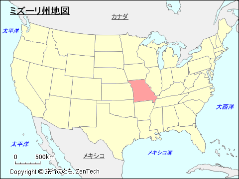 アメリカ合衆国ミズーリ州地図