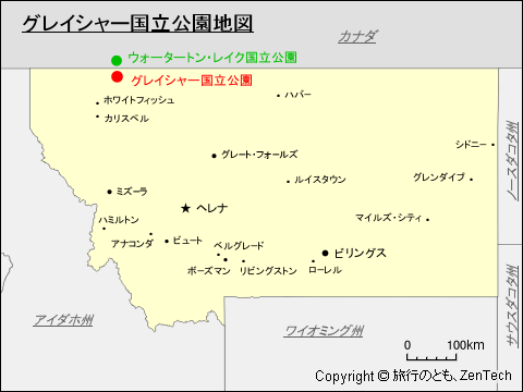 グレイシャー国立公園地図