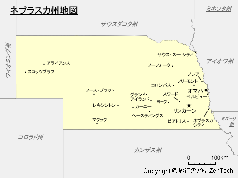 ネブラスカ州地図