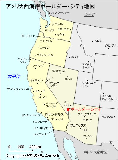 アメリカ合衆国西海岸ボールダー・シティ地図