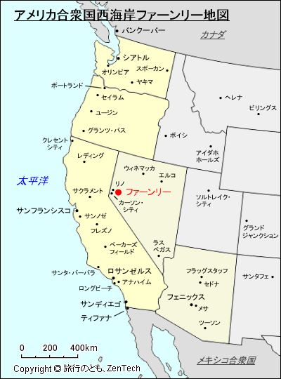 アメリカ合衆国西海岸ファーンリー地図