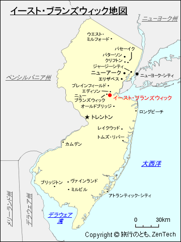 イースト・ブランズウィック地図