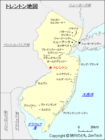 ニュージャージー州トレントン地図
