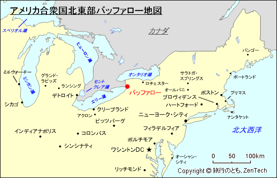 アメリカ合衆国北東部バッファロー地図