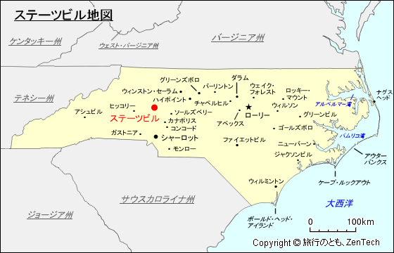 ノースカロライナ州ステイツビル地図