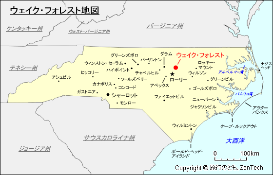 ウェイク・フォレスト地図