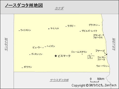 ノースダコタ州地図
