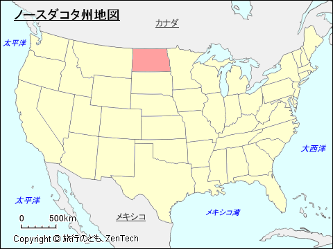 アメリカ合衆国ノースダコタ州地図