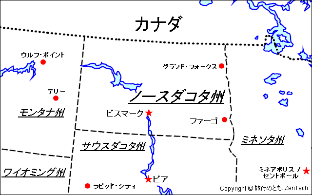 ノースダコタ州 地図