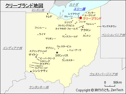 オハイオ州クリーブランド地図