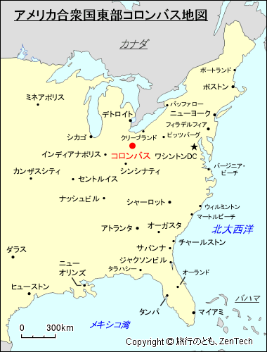 アメリカ合衆国東部コロンバス地図