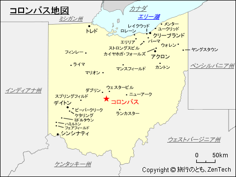 オハイオ州コロンバス地図