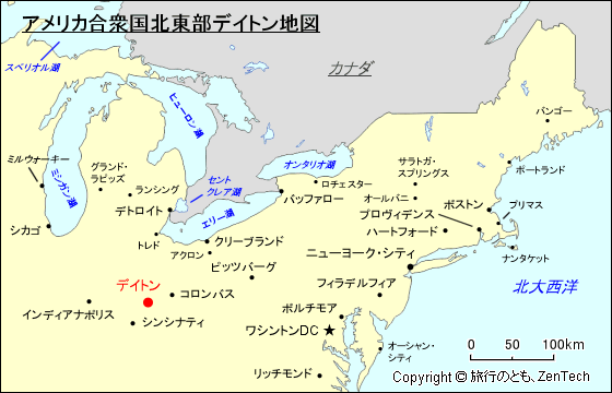 アメリカ合衆国北東部デイトン地図