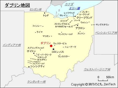 オハイオ州ダブリン地図