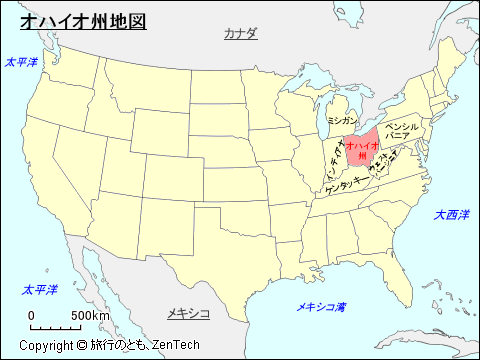 アメリカ合衆国オハイオ州地図