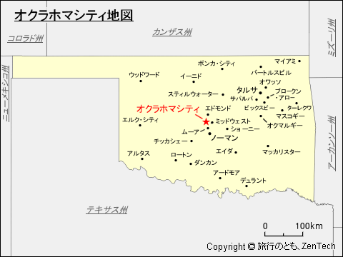 オクラホマ州オクラホマシティ地図