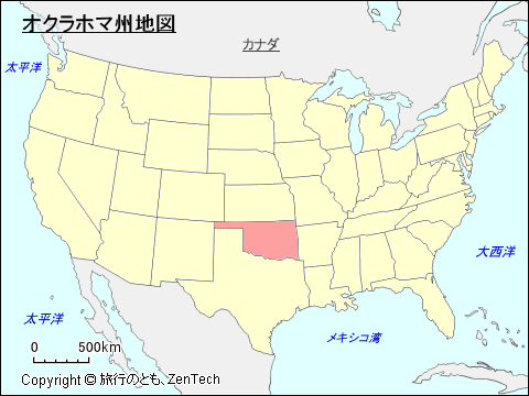 アメリカ合衆国オクラホマ州地図