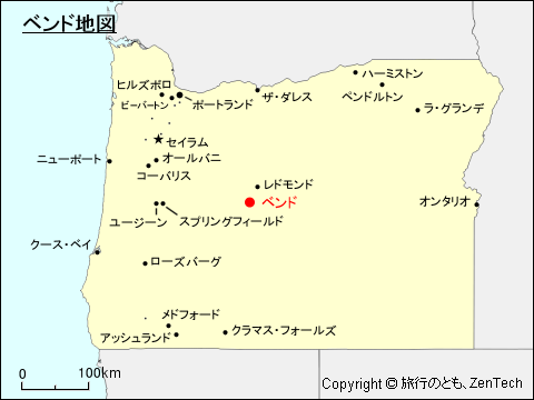 オレゴン州ベンド地図