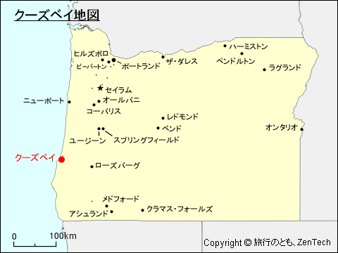 オレゴン州クーズベイ地図