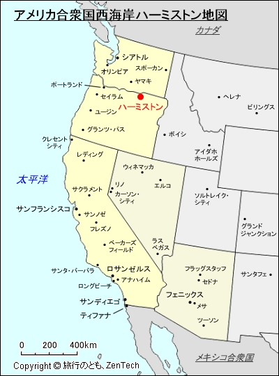 アメリカ合衆国西海岸ハーミストン地図