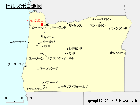 オレゴン州ヒルズボロ地図