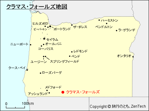 オレゴン州クラマス・フォールズ地図