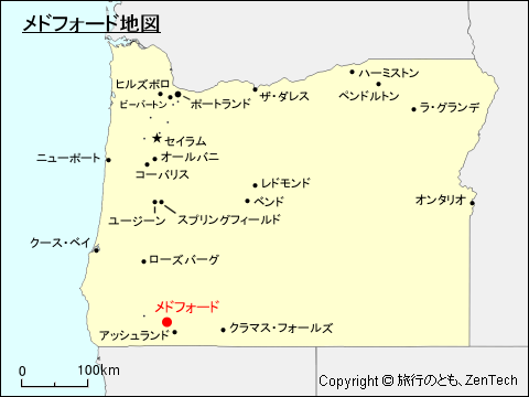 オレゴン州メドフォード地図