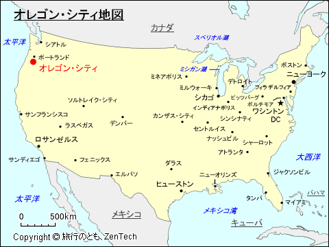 オレゴン・シティ地図