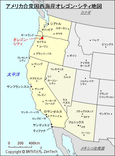 アメリカ合衆国西海岸オレゴン・シティ地図