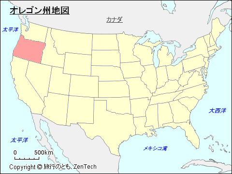 アメリカ合衆国オレゴン州地図