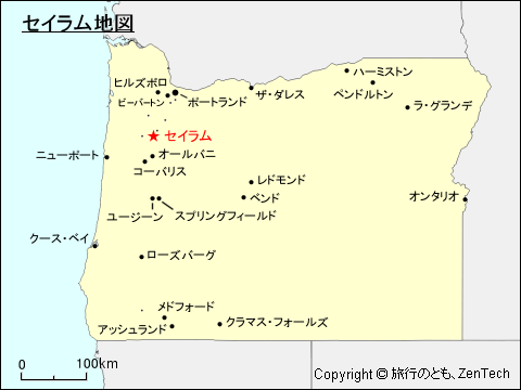 オレゴン州セイラム地図