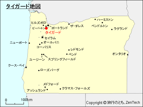 オレゴン州タイガード地図