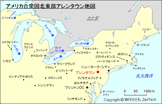 アメリカ合衆国北東部アレンタウン地図