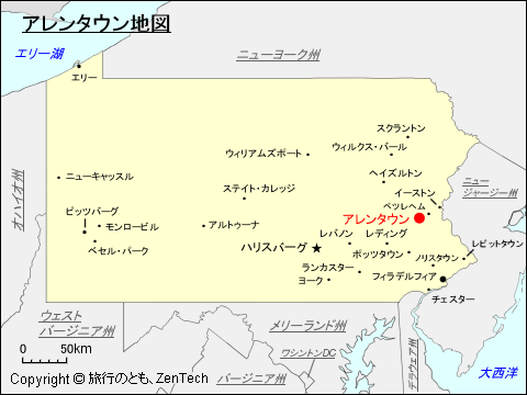 ペンシルバニア州アレンタウン地図