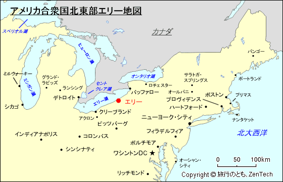 アメリカ合衆国北東部エリー地図