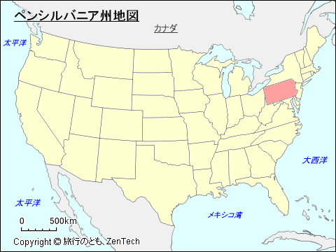 アメリカ合衆国ペンシルバニア州地図