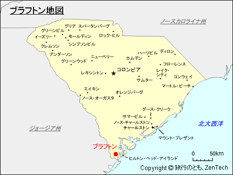 サウスカロライナ州ブラフトン地図