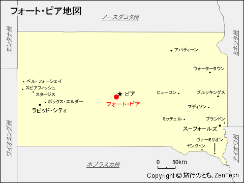 サウスダコタ州フォート・ピア地図