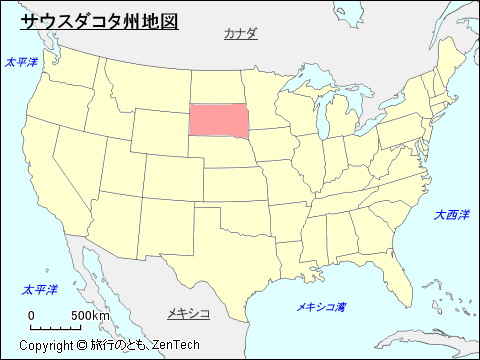 アメリカ合衆国サウスダコタ州地図