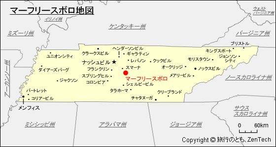 マーフリースボロ地図