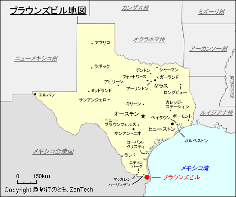 テキサス州ブラウンズビル地図